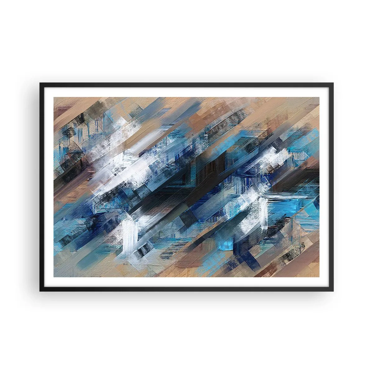 Plakat i sort ramme - På en blå skråning - 100x70 cm