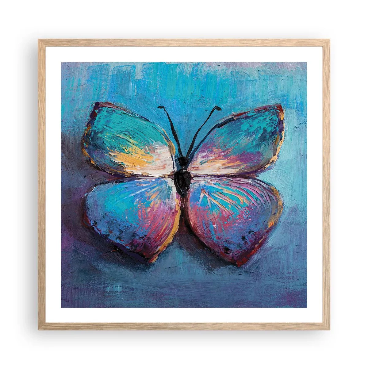 Plakat i ramme af lyst egetræ - I sin fulde pragt - 60x60 cm