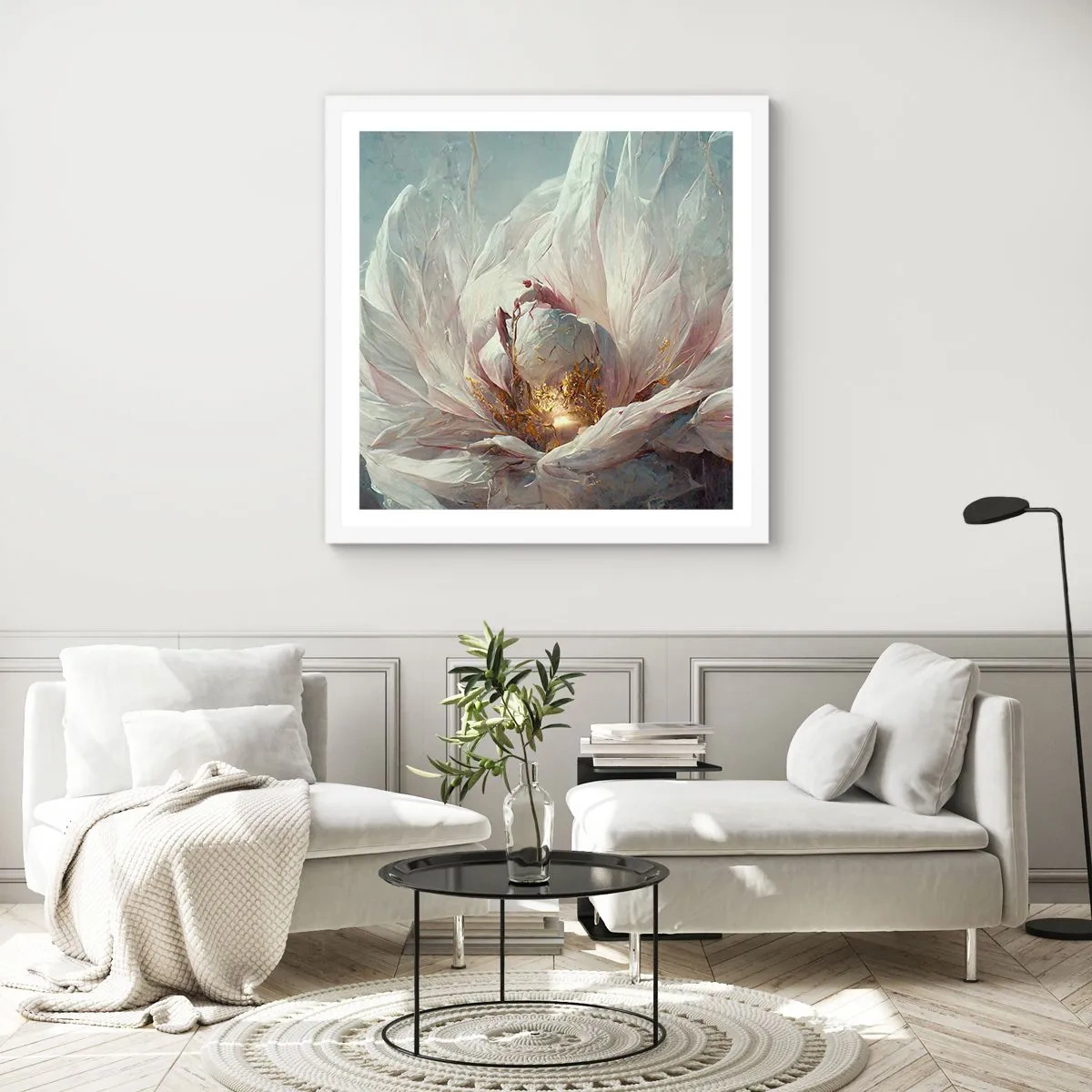 Plakat i hvid ramme - Blomstrer en gang om hundrede år - 40x40 cm