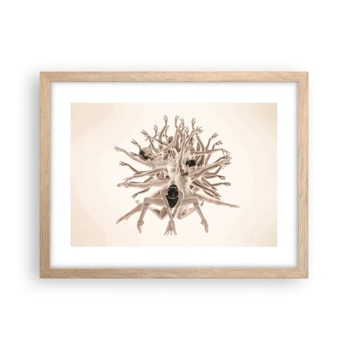 Plakat i ramme af lyst egetræ - Blomstrende i dans - 40x30 cm