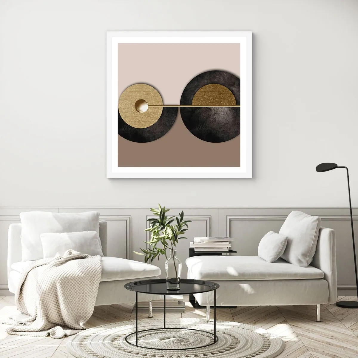 Plakat i hvid ramme - Variationer omkring en cirkel - 30x30 cm