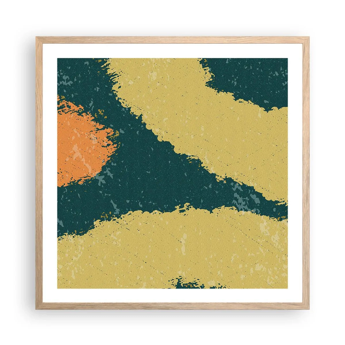 Plakat i ramme af lyst egetræ - Abstraktion - i slowmotion - 60x60 cm