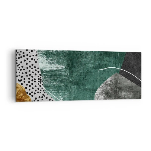 Lærredstryk - Billede på lærred - Farverig abstraktion med en guldflager - 140x50 cm