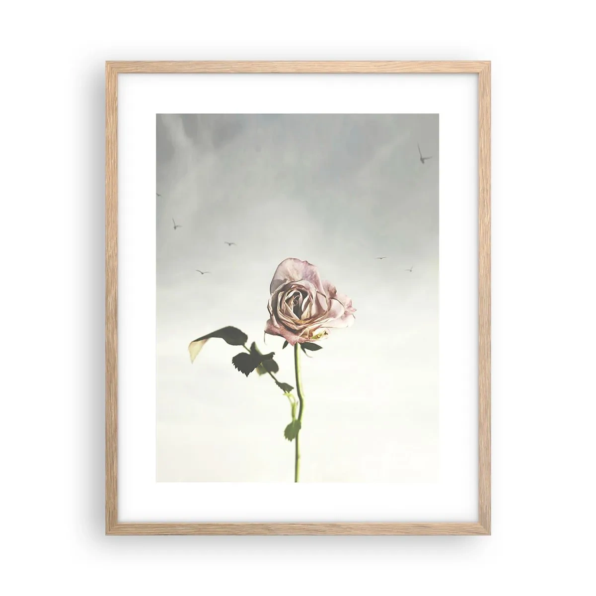 Plakat i ramme af lyst egetræ - Velkomst til foråret - 40x50 cm