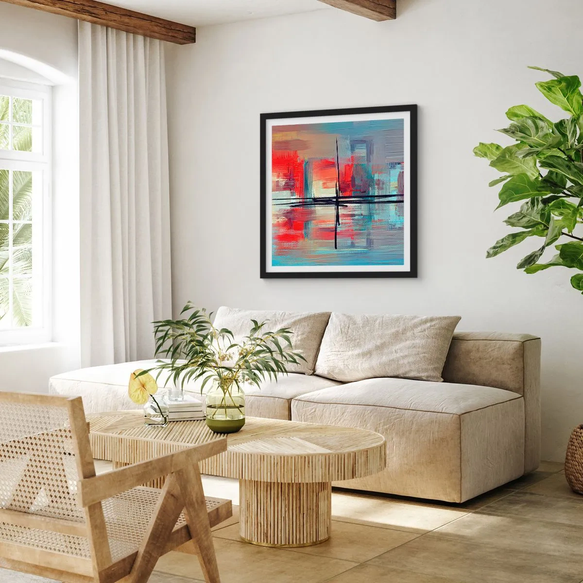 Plakat i sort ramme - Landskab i en ukendt dimension - 30x30 cm