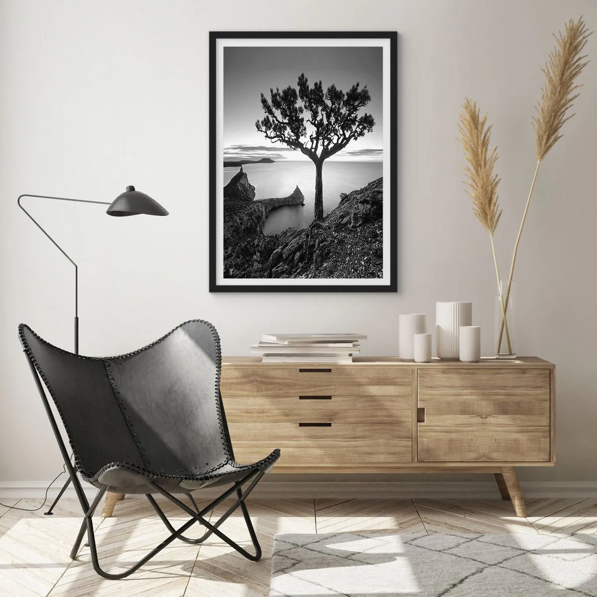 Plakat i sort ramme - Fred hele vejen til horisonten - 40x50 cm