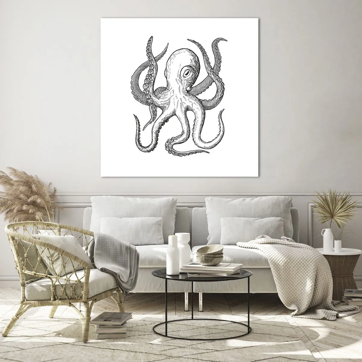 Billede på glas - Dans med bølger - 70x70 cm
