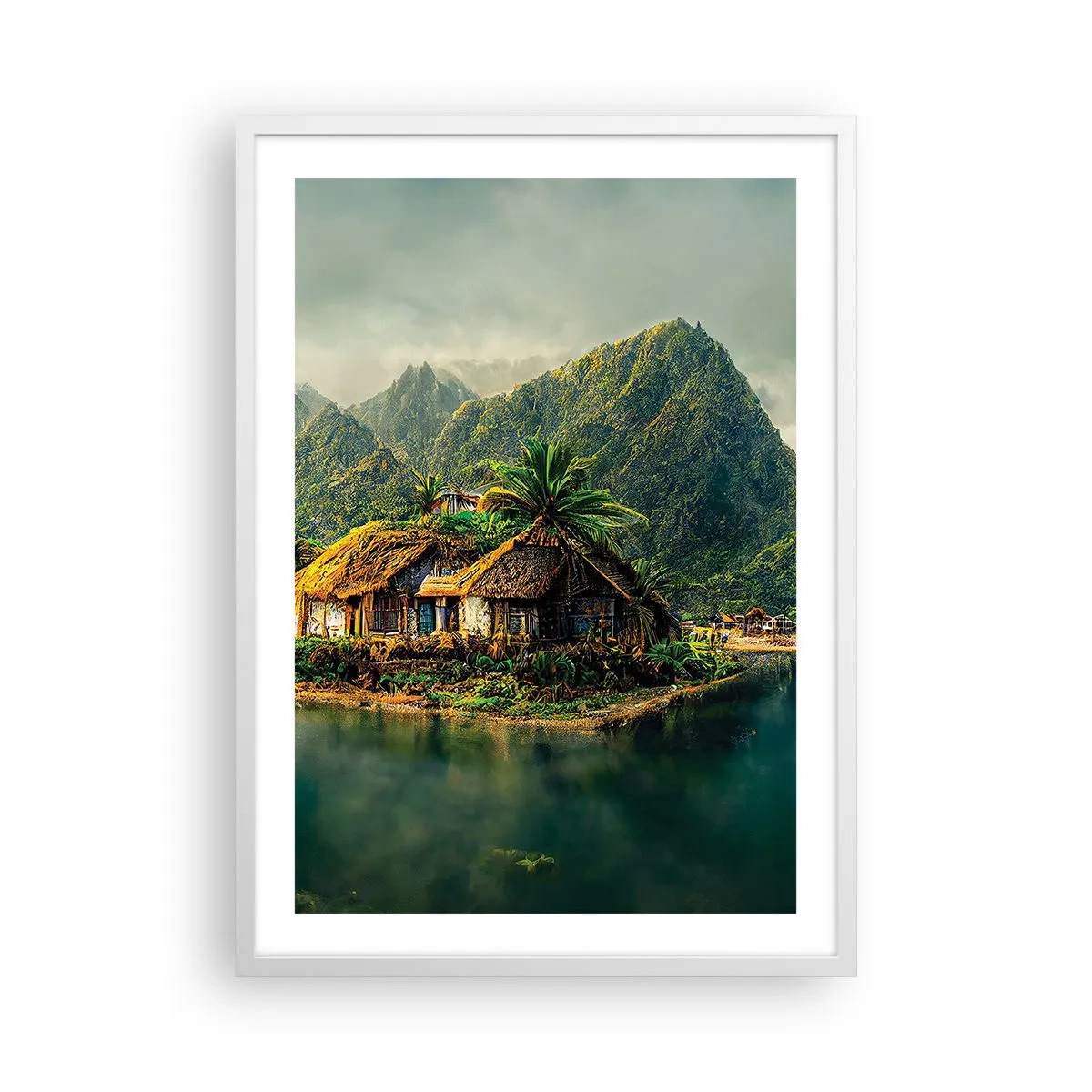 Plakat i hvid ramme - Tropisk paradis - 50x70 cm