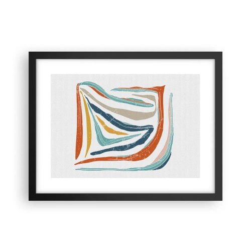 Plakat i sort ramme - Venligt smilende abstraktion - 40x30 cm