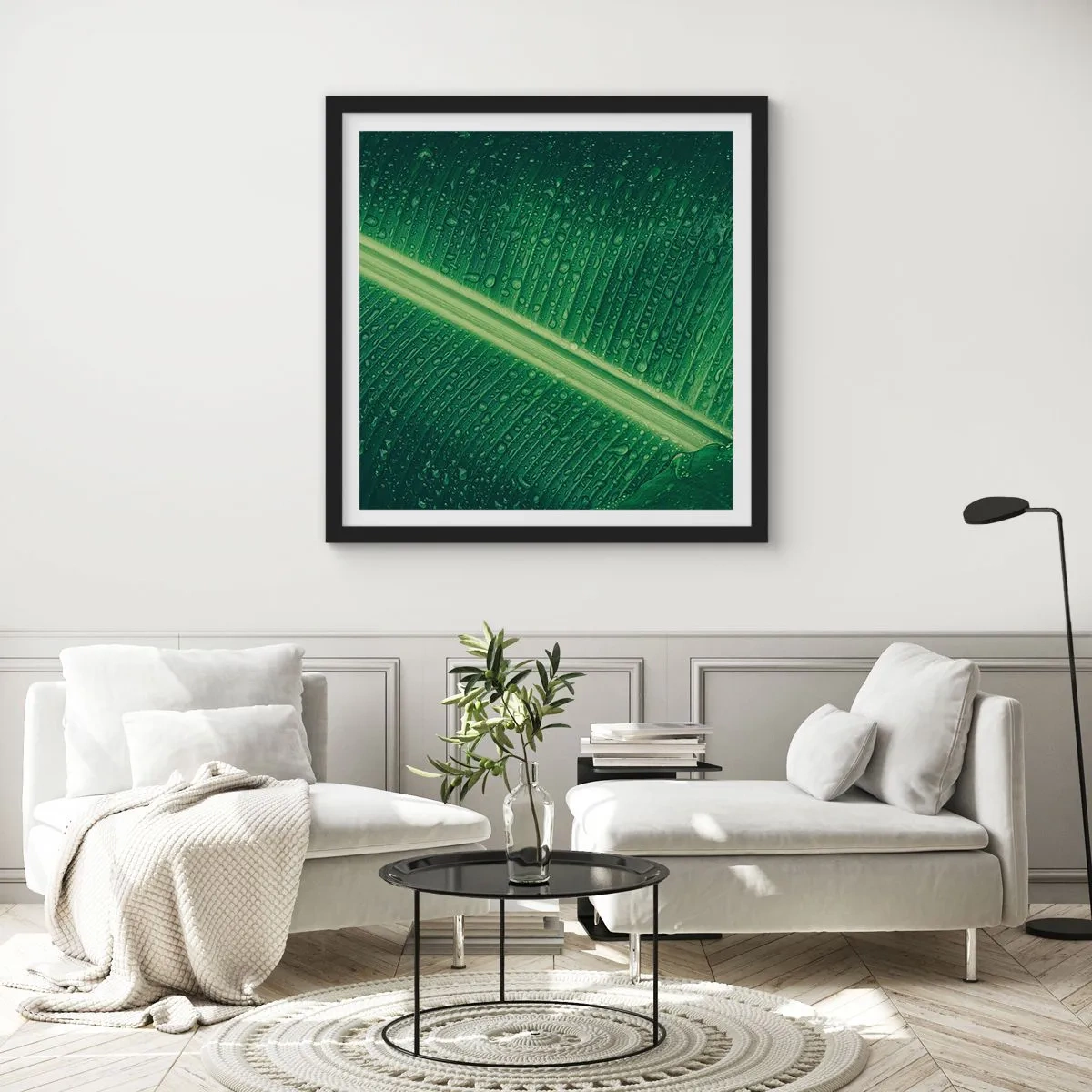 Plakat i sort ramme - Grøn struktur - 30x30 cm