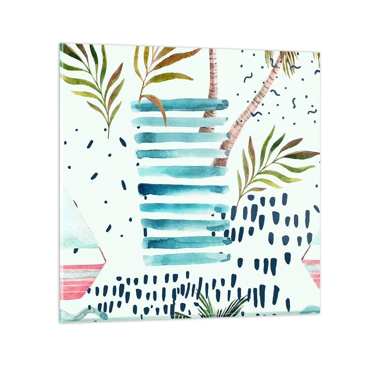 Billede på glas - Ferie under palmerne - 30x30 cm