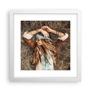 Plakat i hvid ramme - På vej til kærlighedens sommer - 30x30 cm