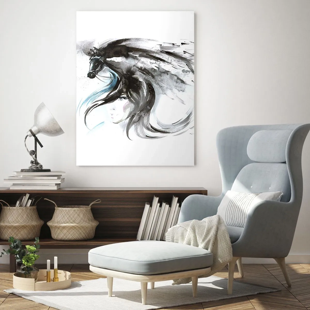 Billede på glas - Den sorte prins' galop - 70x100 cm