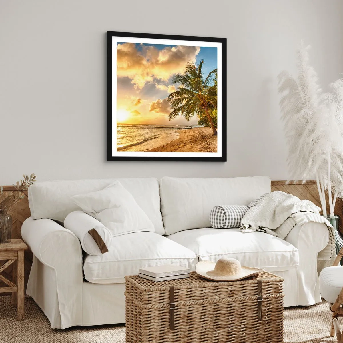 Plakat i sort ramme - Evig sommer, altid en ferie - 30x30 cm