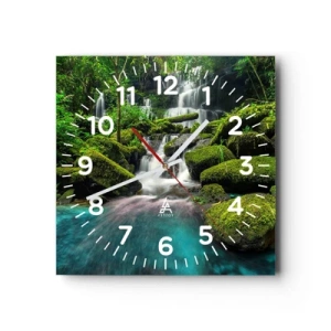 Vægur, Uret - Turkis, safirer og flydende sølv - 30x30 cm