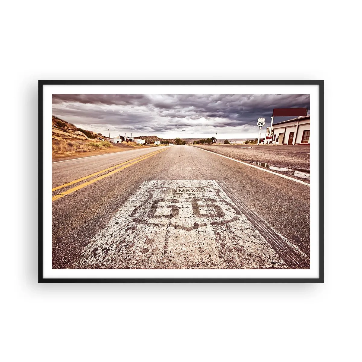 Plakat i sort ramme - Mother Road - amerikansk legende - 100x70 cm