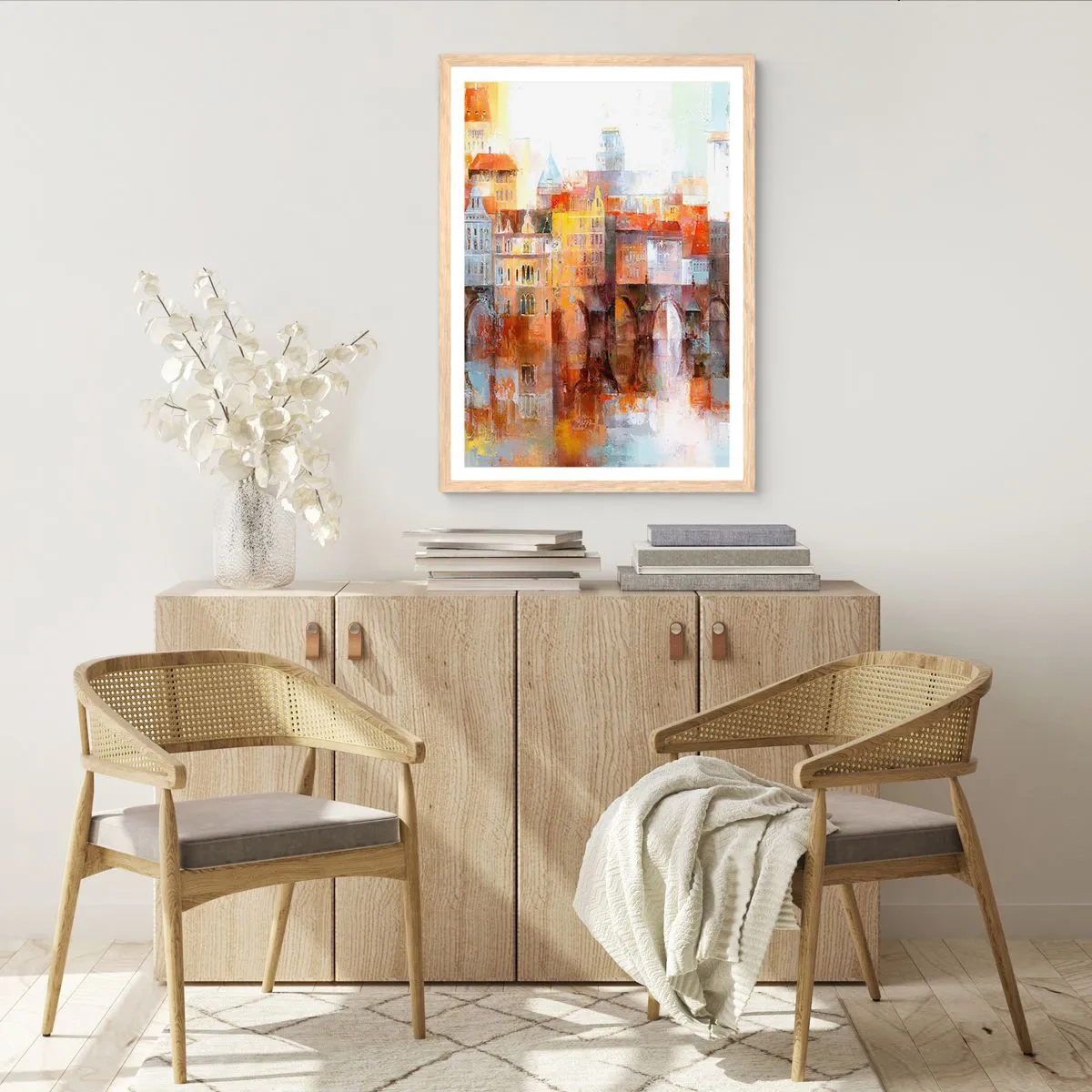 Plakat i ramme af lyst egetræ - Under broen også smuk - 40x50 cm