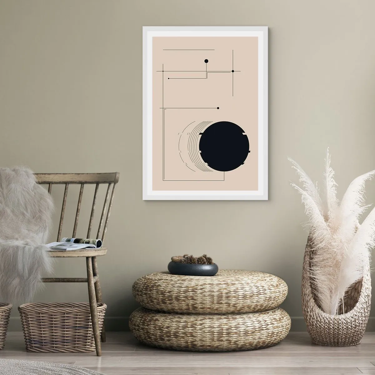 Plakat i hvid ramme - Fjedrende og dynamisk komposition - 30x40 cm
