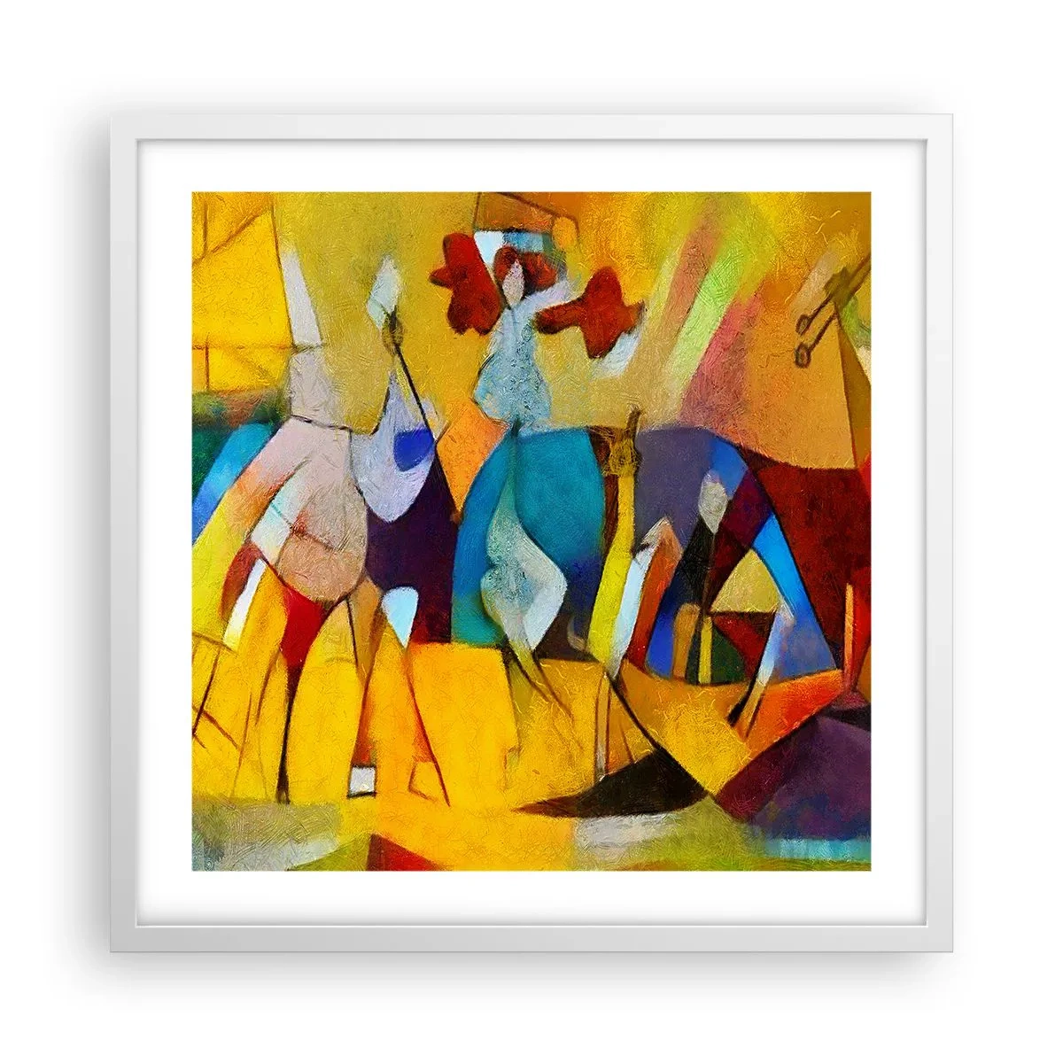 Plakat i hvid ramme - Sol - liv - glæde - 50x50 cm