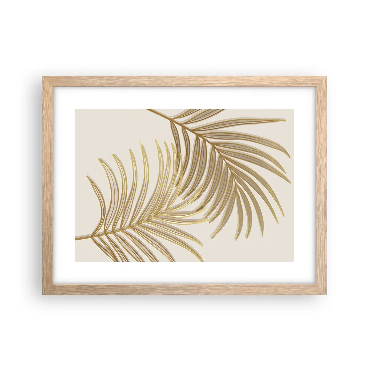 Plakat i ramme af lyst egetræ - Gylden palme! - 40x30 cm