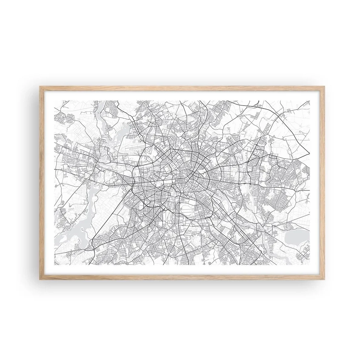 Plakat i ramme af lyst egetræ - Berlins blomst - 91x61 cm