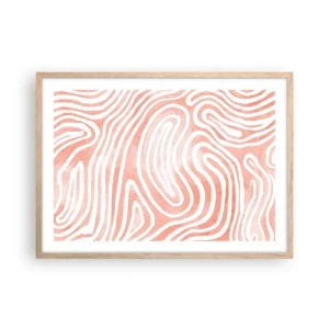Plakat i ramme af lyst egetræ - I en labyrint af koraller - 70x50 cm