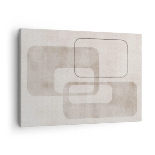 Lærredstryk - Billede på lærred - En minimalistisk komposition med rektangler i beige nuancer på en diskret baggrund. - 70x50cm - Geometrisk fuga - Moderne vægdekoration til stue og soveværelse ARTTOR