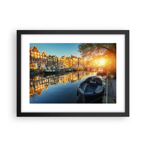 Plakat i sort ramme - Morgen i Amsterdam - 40x30 cm