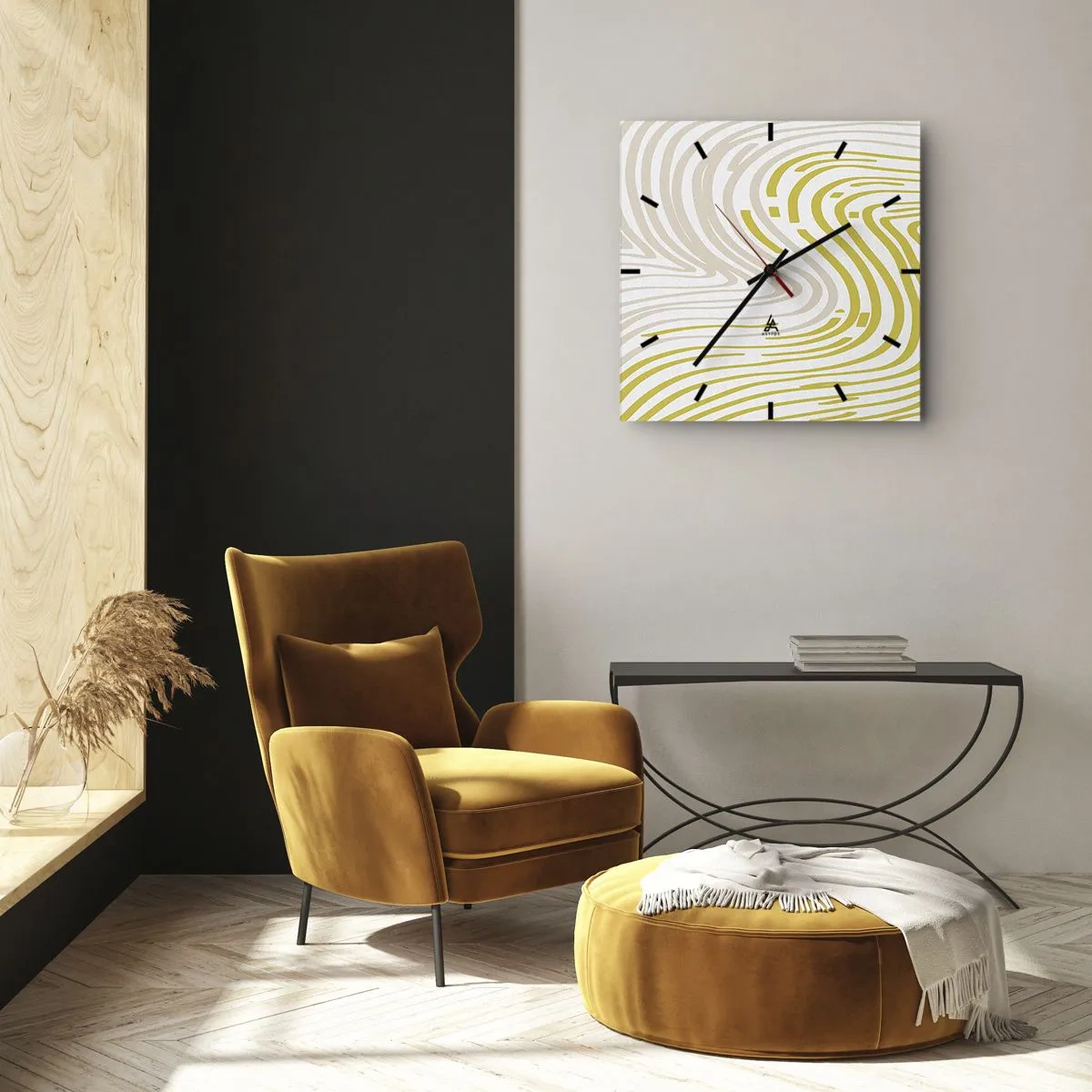 Vægur, Uret - Komposition med et blidt sving - 30x30 cm