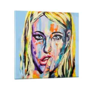 Billede på glas - Se hende lige i øjnene - 40x40 cm