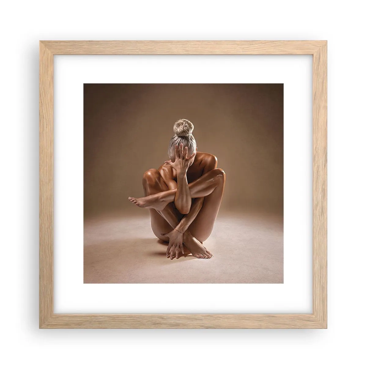 Plakat i ramme af lyst egetræ - Enhed mellem krop og ånd - 30x30 cm