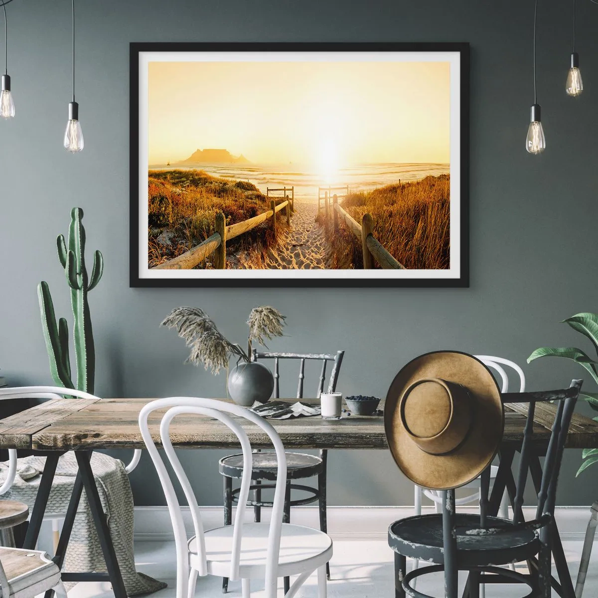 Plakat i sort ramme - Over klitten, mod solen - 50x40 cm