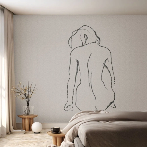 Fototapet Premium Canvas - Nøgen pige - Handling, Linje, Tegning - 450x315 cm