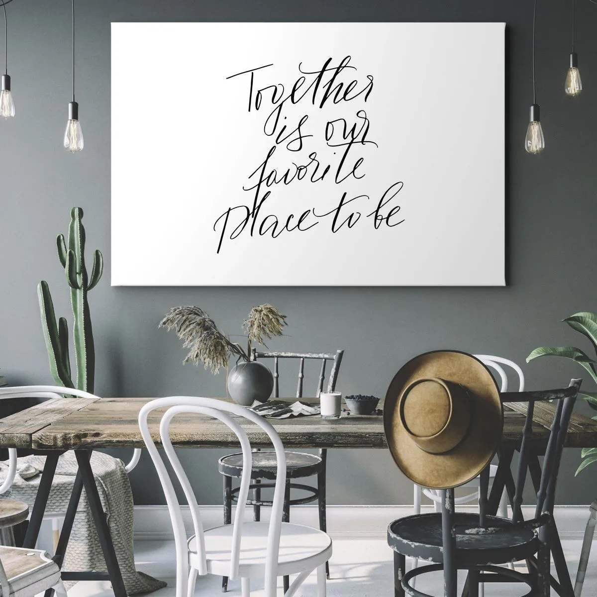 Lærredstryk - Billede på lærred - Typografisk indskrift i elegant stil på hvid baggrund - 70x50cm - Føler du det også? - Moderne vægdekoration til stue og soveværelse ARTTOR