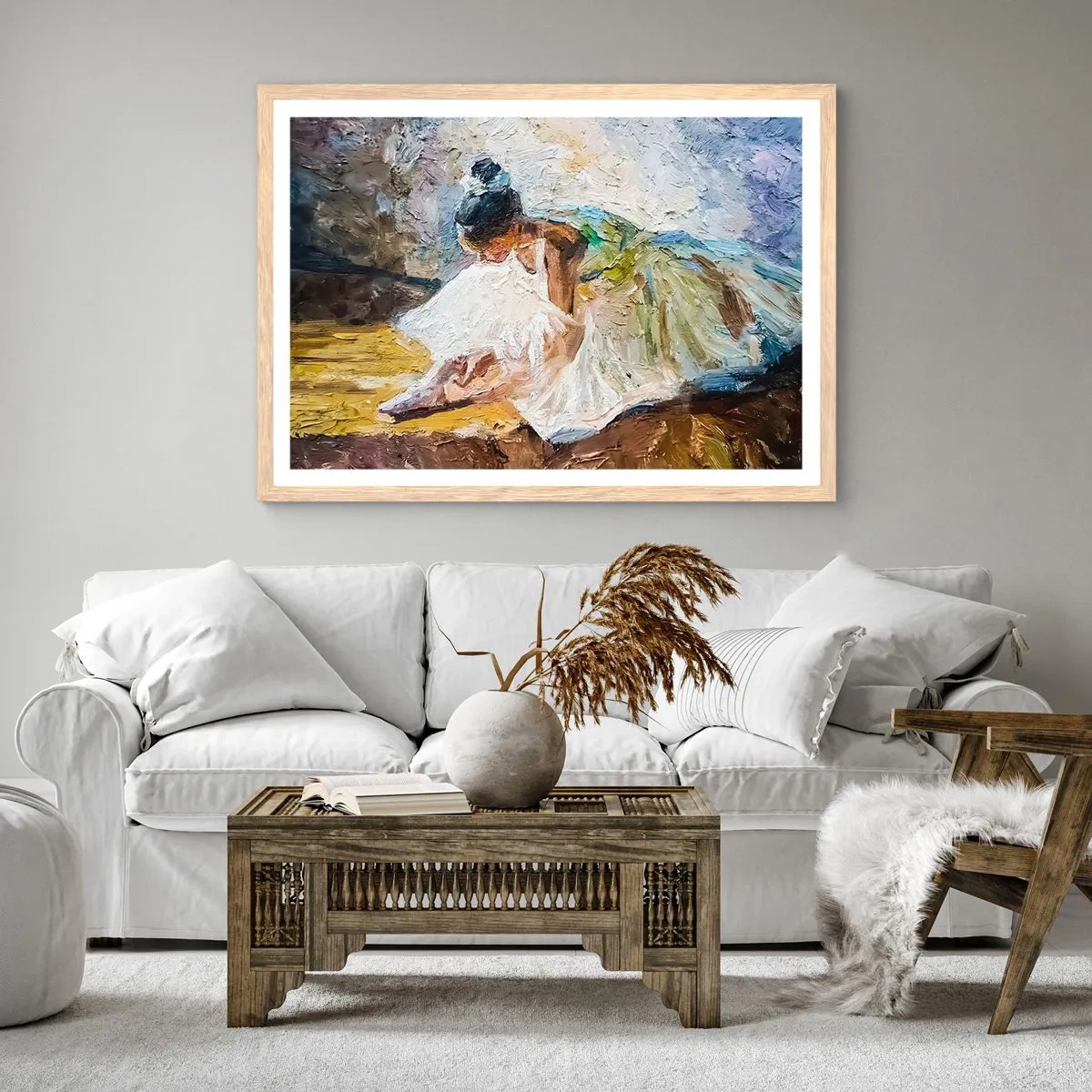 Plakat i ramme af lyst egetræ - Fra et maleri af Degas - 91x61 cm