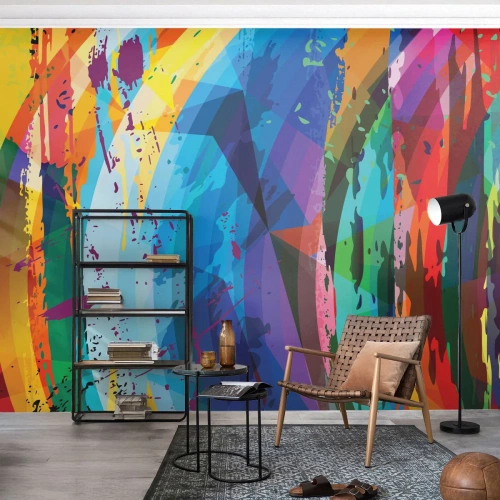 Fototapet Standard Eco - Farverig svimmelhed - Abstraktion, Stykke, Moderne kunst - 350x256 cm