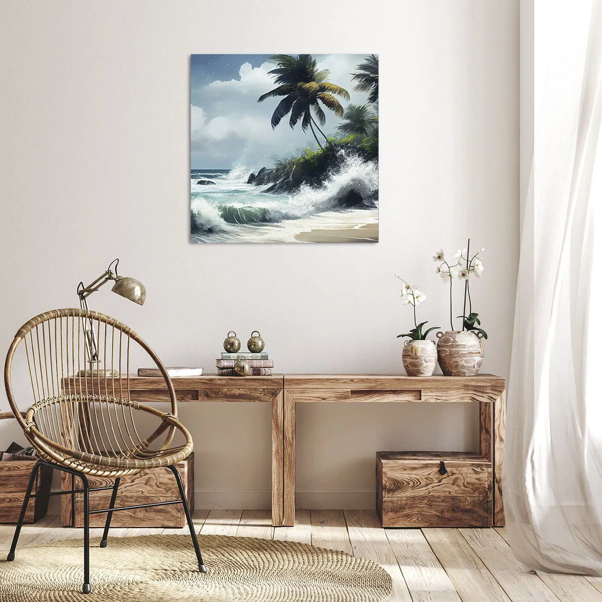 Lærredstryk - Billede på lærred - På en tropisk strand - 30x30 cm