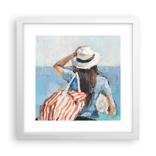 Plakat i hvid ramme - Velkommen på ferie - 30x30 cm