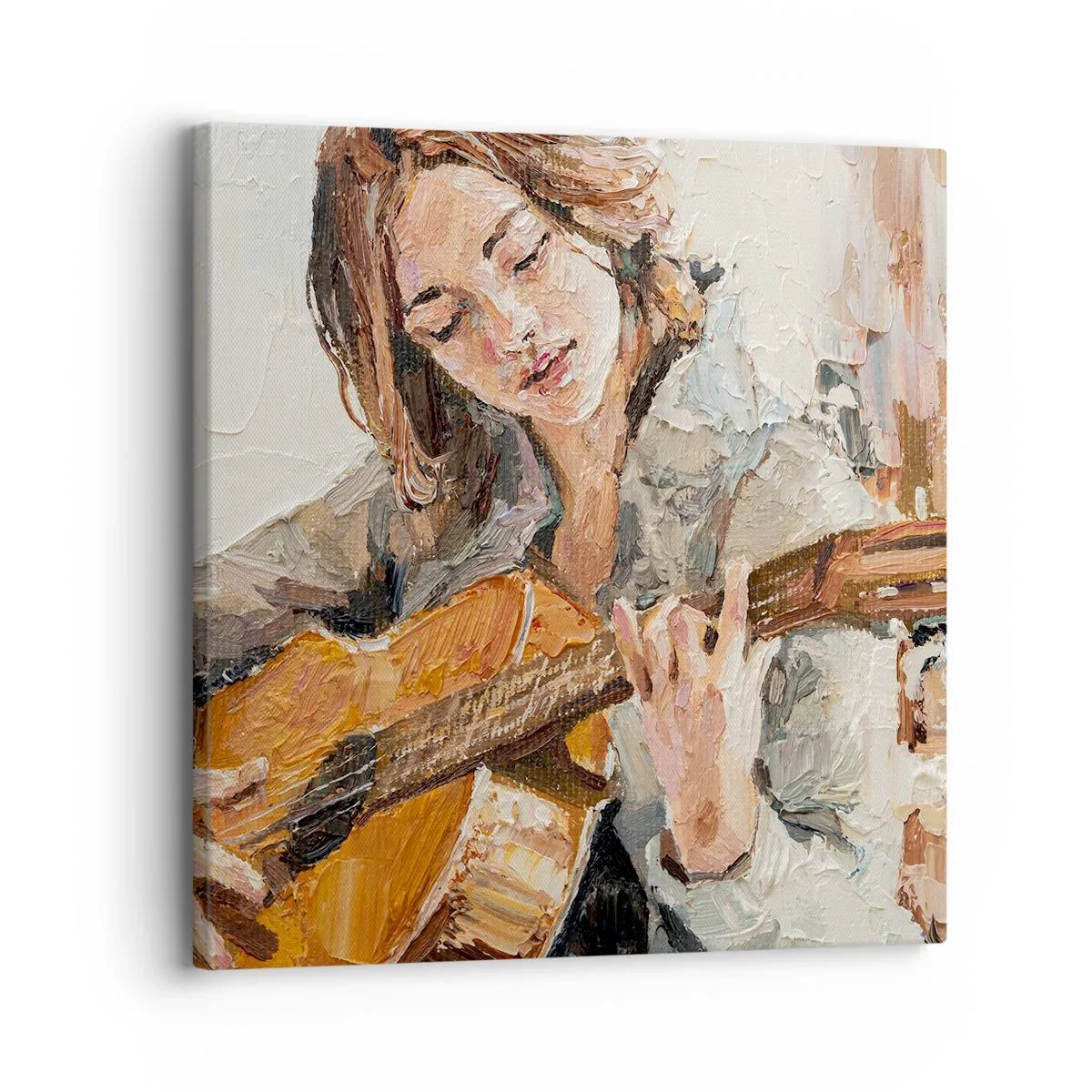 Lærredstryk - Billede på lærred - Koncert for guitar og et pigehjerte - 30x30 cm