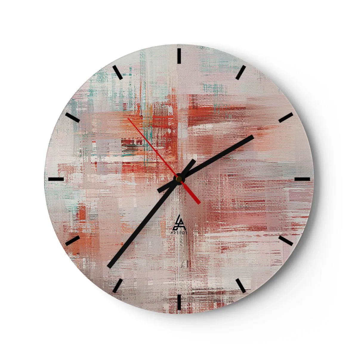 Vægur, Uret - En abstrakt komposition af streger i nuancer af lyserød og hvid. - 30x30cm - Diset. Hvor er dog det lyserødt - Moderne vægdekoration til stue, køkken og soveværelse ARTTOR