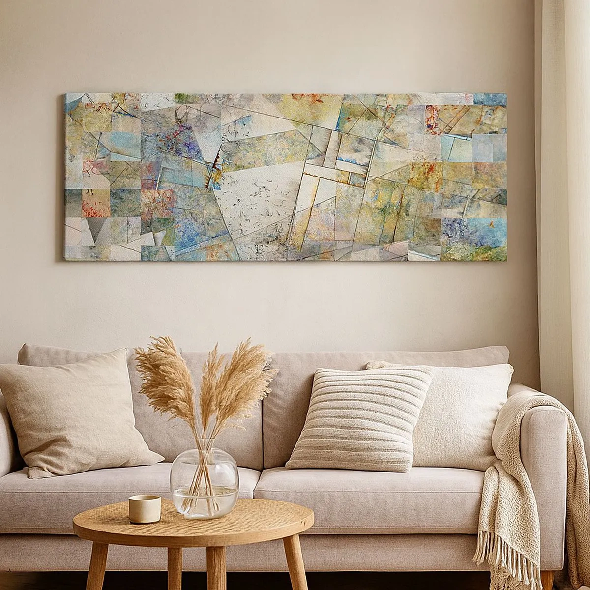 Lærredstryk - Billede på lærred - Geometrisk ommøblering - 100x40 cm