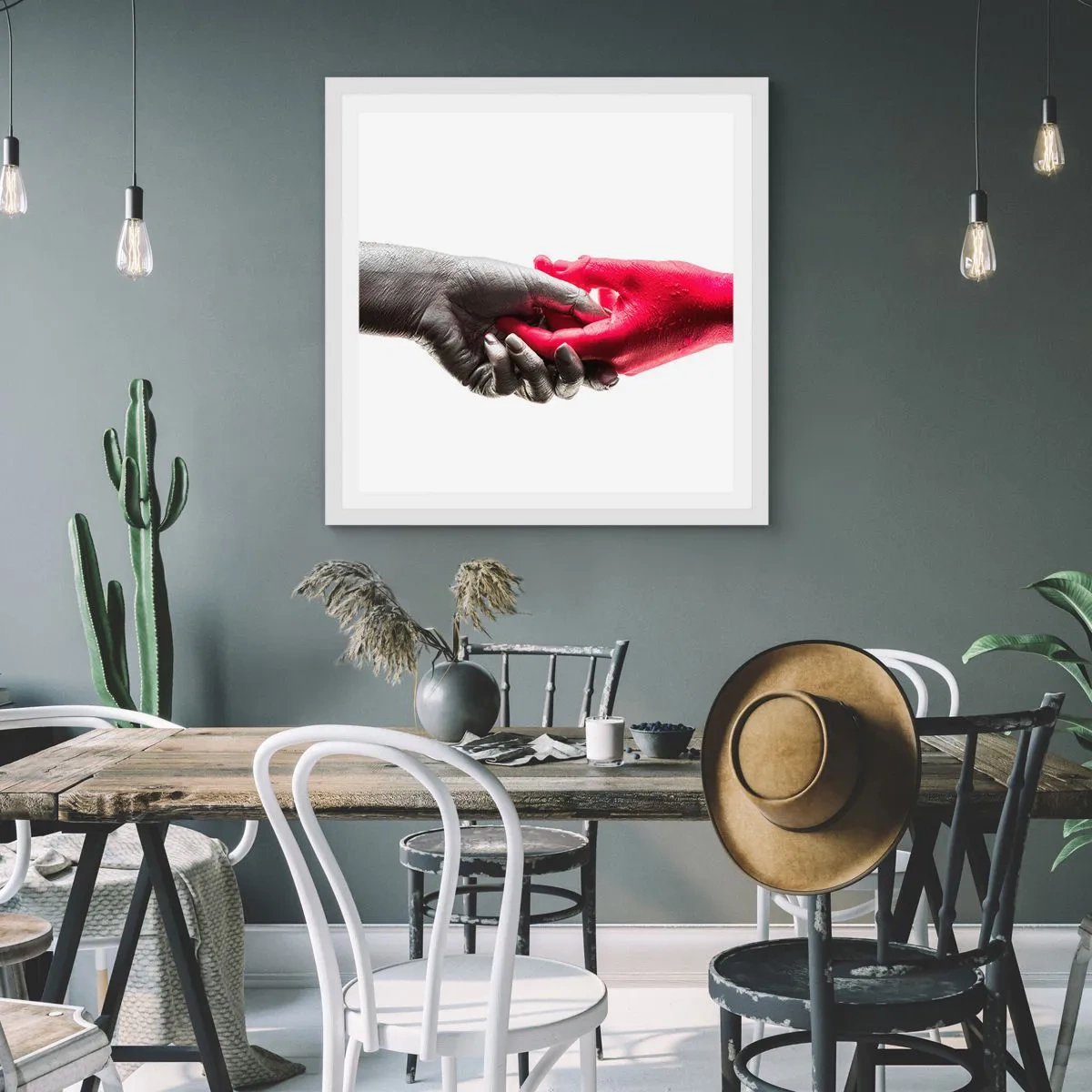 Plakat i hvid ramme - Sammen, om end forskellige - 60x60 cm