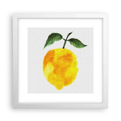 Plakat i hvid ramme - Hvordan man kender smagen af solen - 30x30 cm