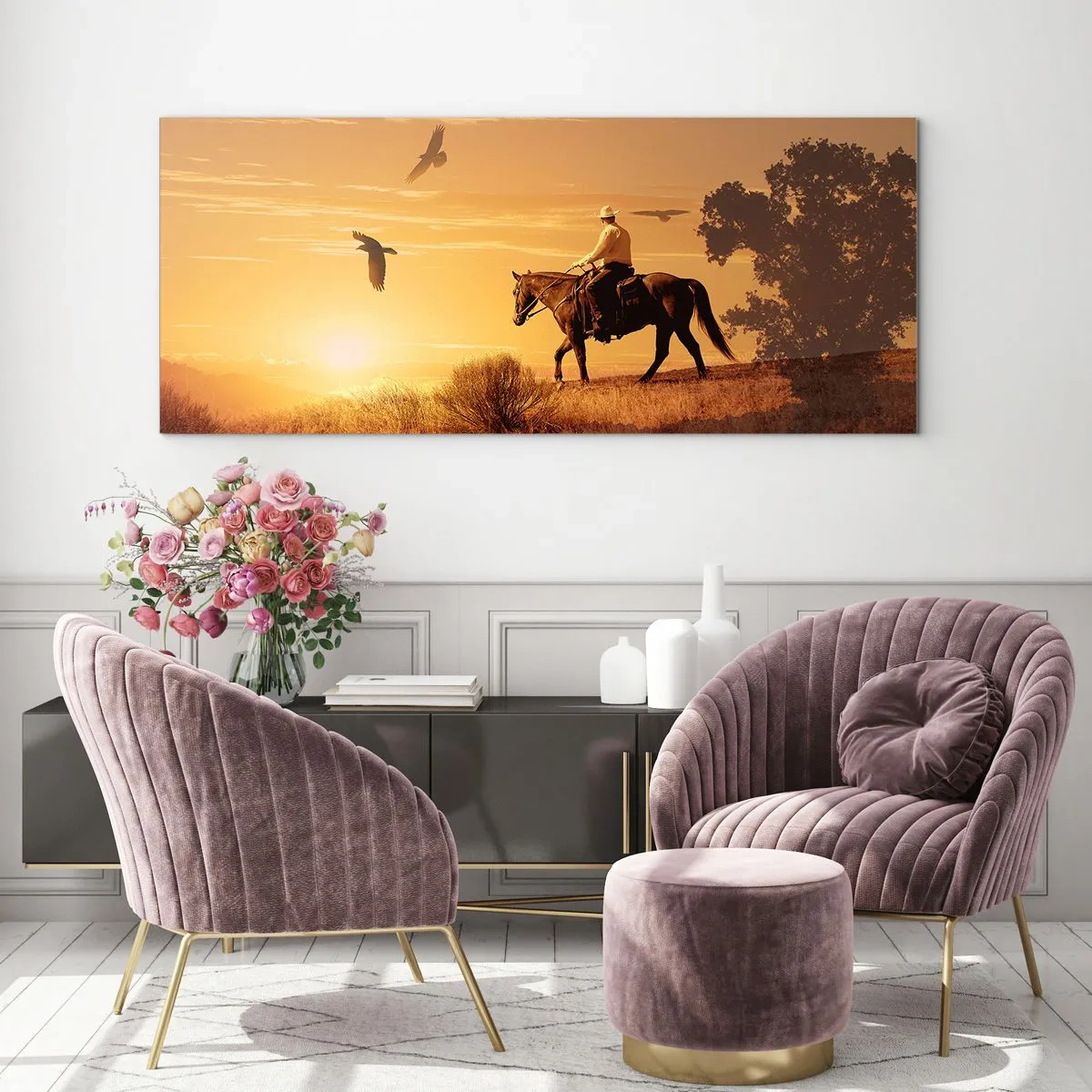 Billede på glas - Alene på tværs af prærien - 90x30 cm