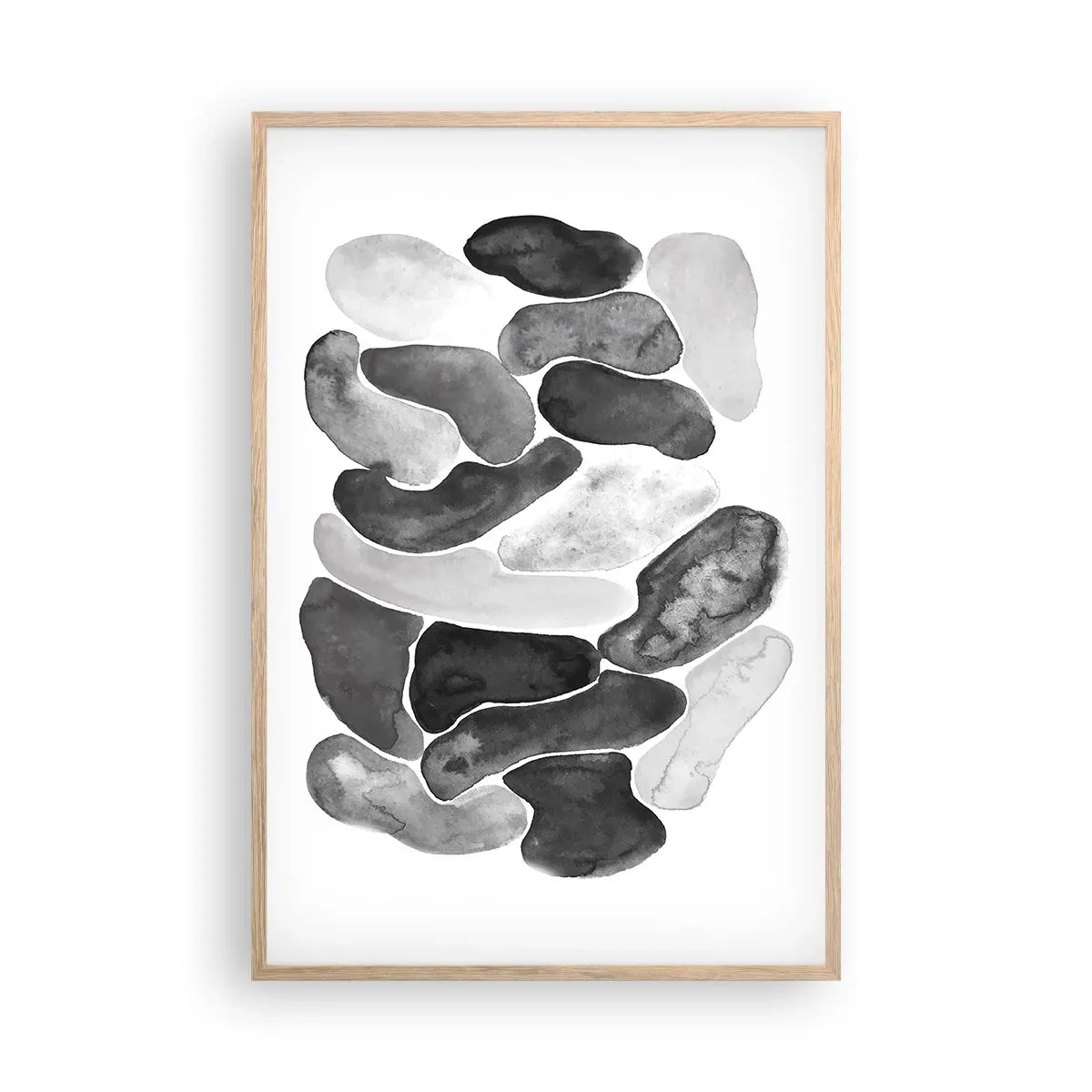 Plakat i ramme af lyst egetræ - Stenet abstraktion - 61x91 cm