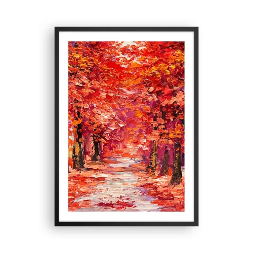 Plakat i sort ramme - En malerisk efterårsgyde i røde nuancer - 50x70cm - Efterårets indtryk - Moderne vægdekoration til stue og soveværelse ARTTOR