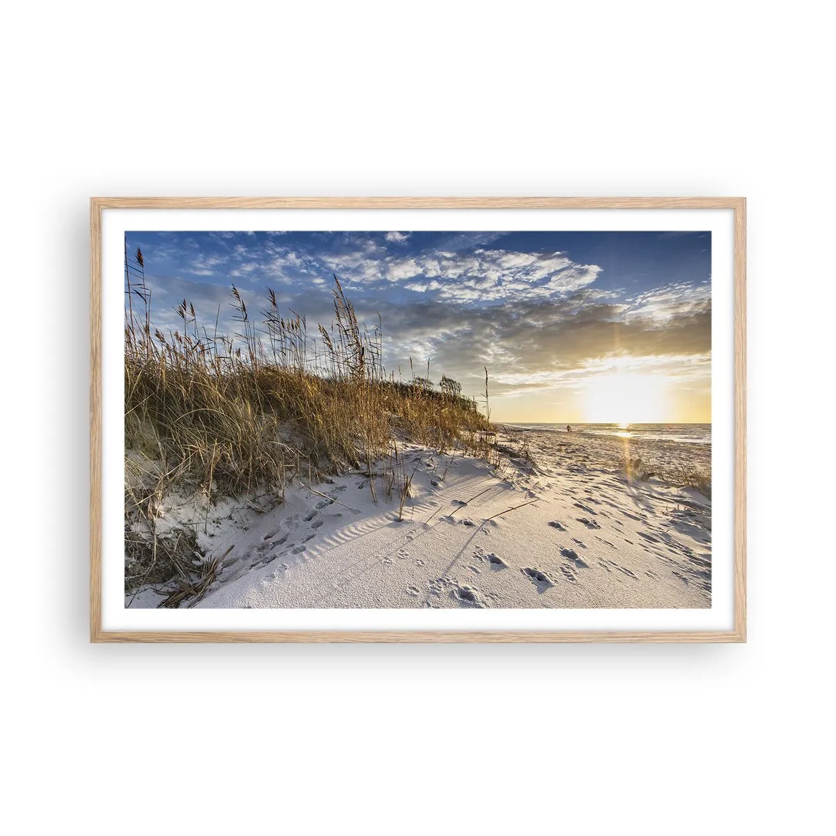 Plakat i ramme af lyst egetræ - Indbydelse til en vandretur - 91x61 cm