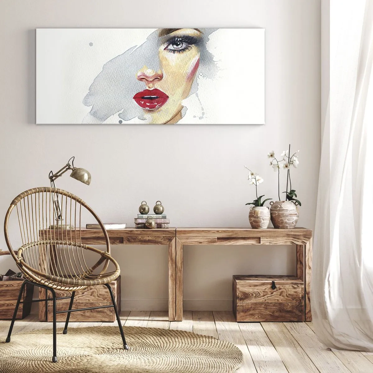 Lærredstryk - Billede på lærred - Refleksion i en vanddråbe - 100x40 cm