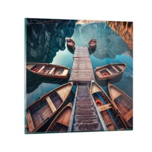 Billede på glas - Venter i marinaen - 40x40 cm