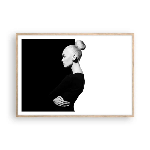 Plakat i ramme af lyst egetræ - Blot en kvinde - 100x70 cm